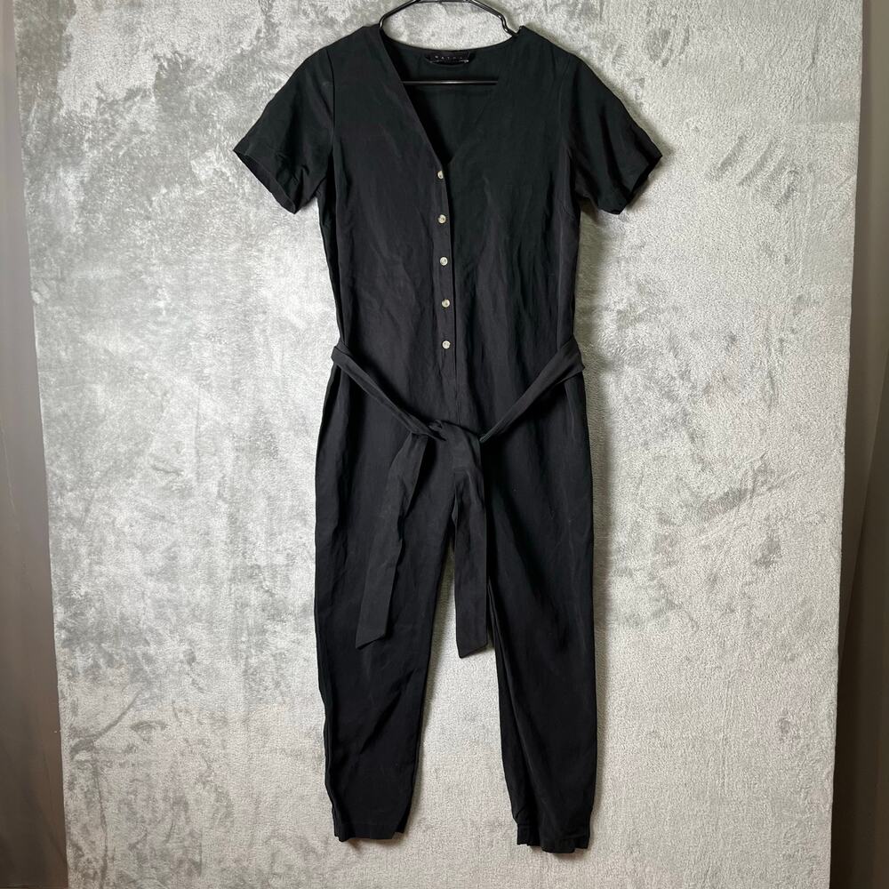 Hatch The Noelle Jumpsuit Maternity Black Tencel Linen Blend Size 0